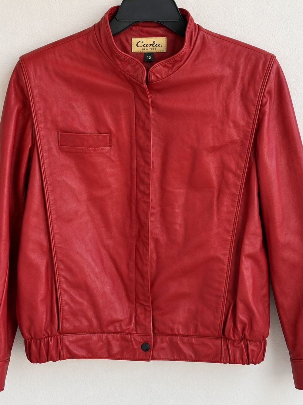Vintage Carla New York Red Genuine Leather Jacket Women’s Size 12